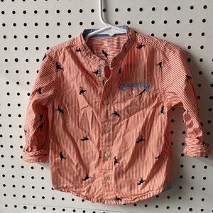 Wonder Nation Orange Striped Kids Shirt with Navy Dinos